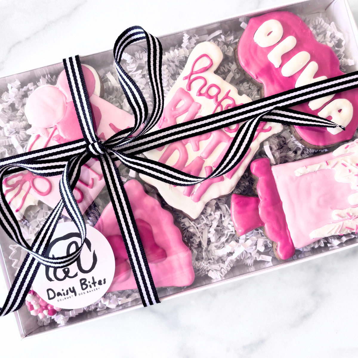 Personalized Dog Birthday Treats Gift Box (White + Choice of 1 Color)