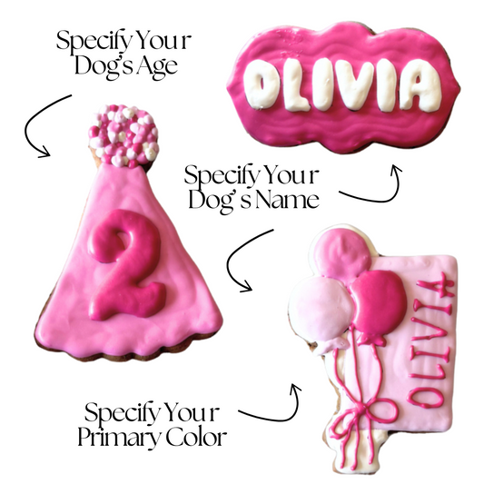 Personalized Dog Birthday Treats Gift Box (White + Choice of 1 Color)