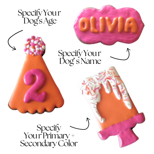 Personalized Dog Birthday Treats Gift Box (White + Choice of 2 Colors)