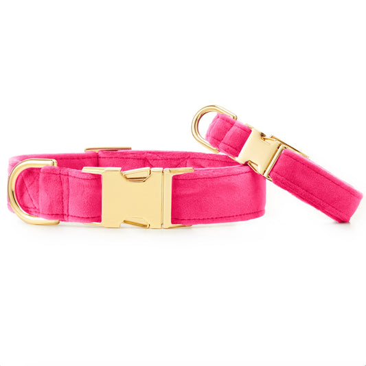 Hot Pink Velvet Dog Collar