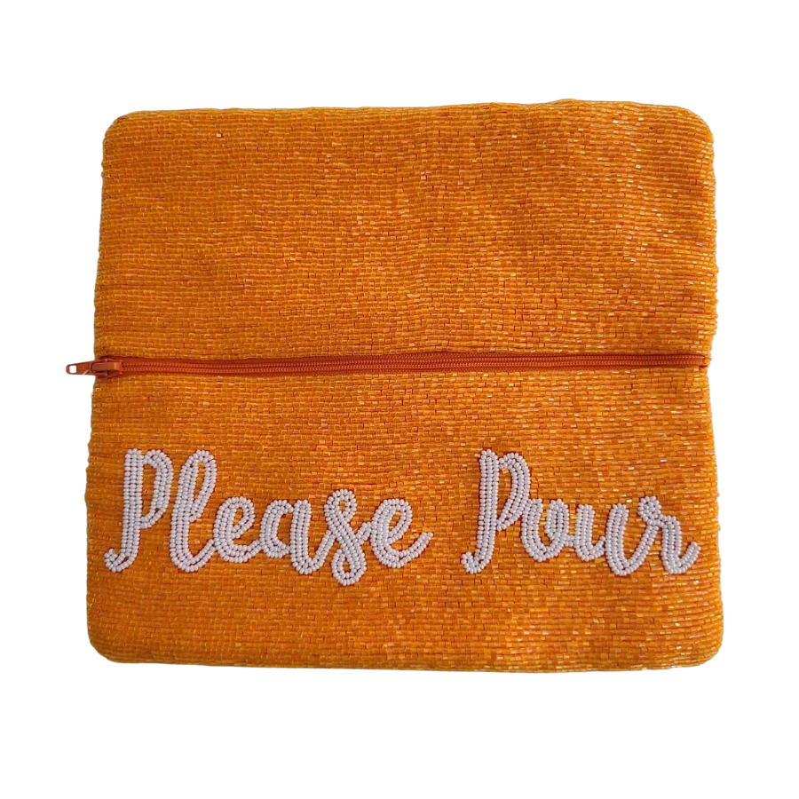 Veuve "Please Pour" Beaded Clutch