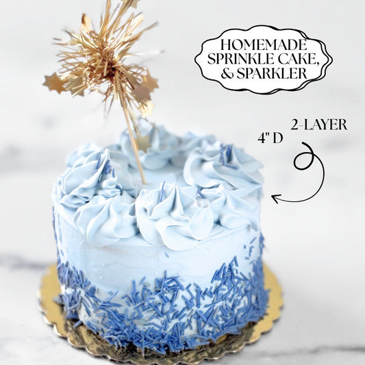 Blue Custom Dog Birthday Cake with handcrafted blue sprinkles