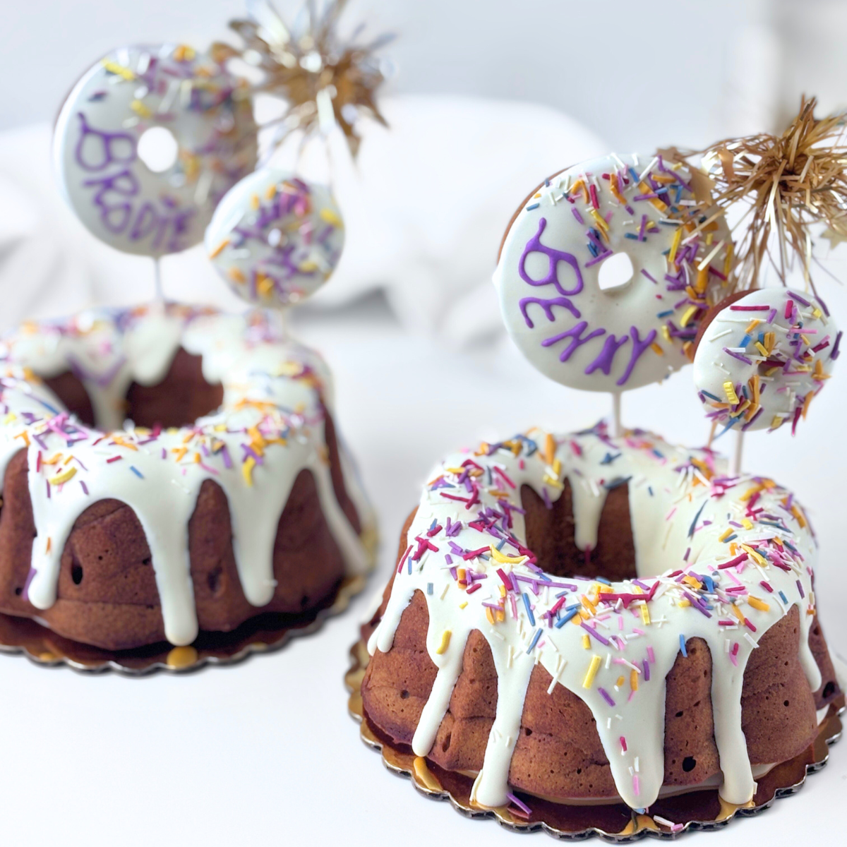 Rainbow Sprinkles Donut Bundt Dog Birthday Cake Color Options