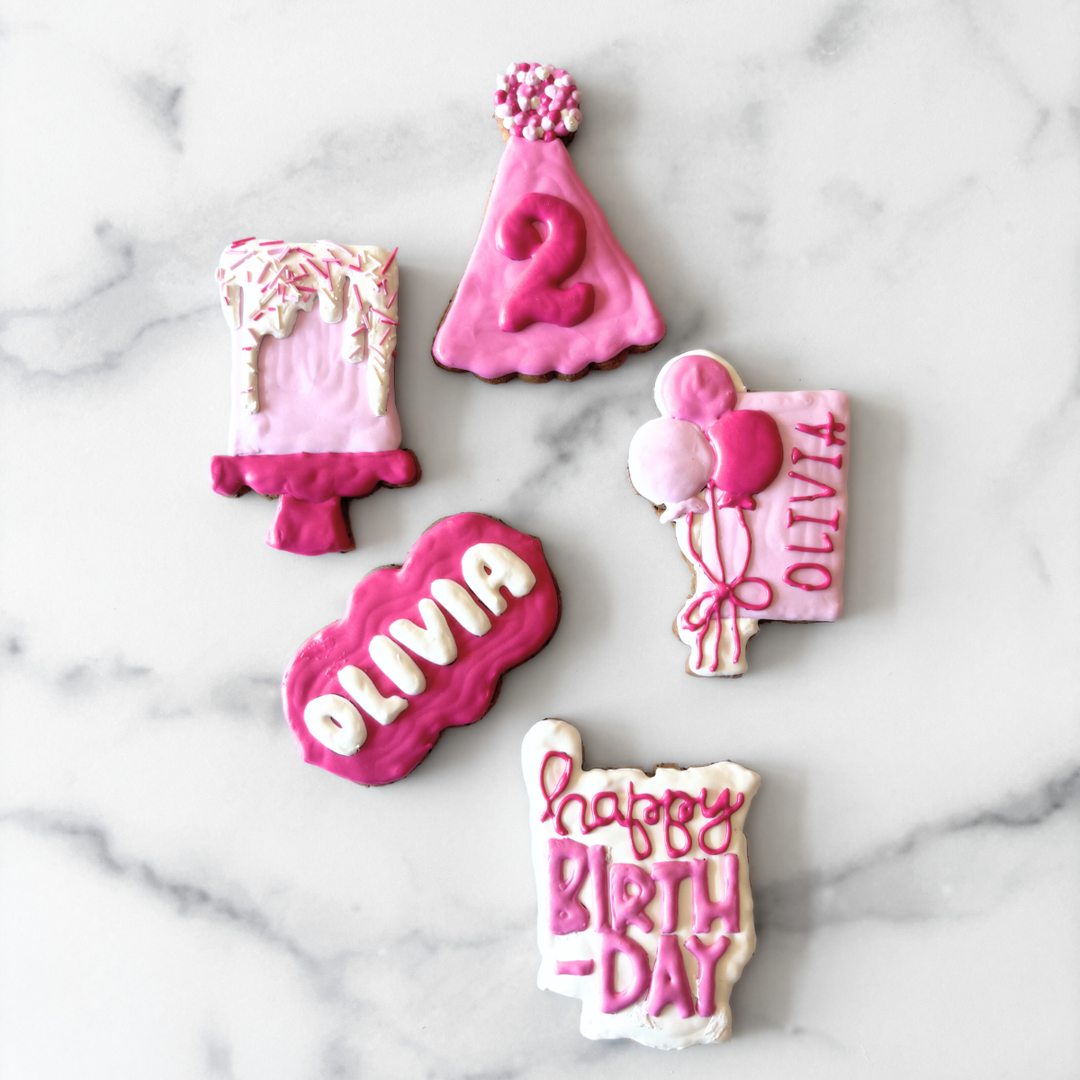 Dog Birthday Cookies Pink