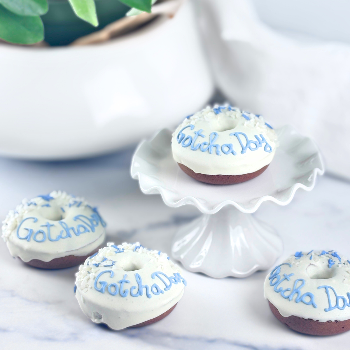 Personalized Dog Birthday & Gotcha Day Donuts Set of 4 | Gluten-Free Natural Treats
