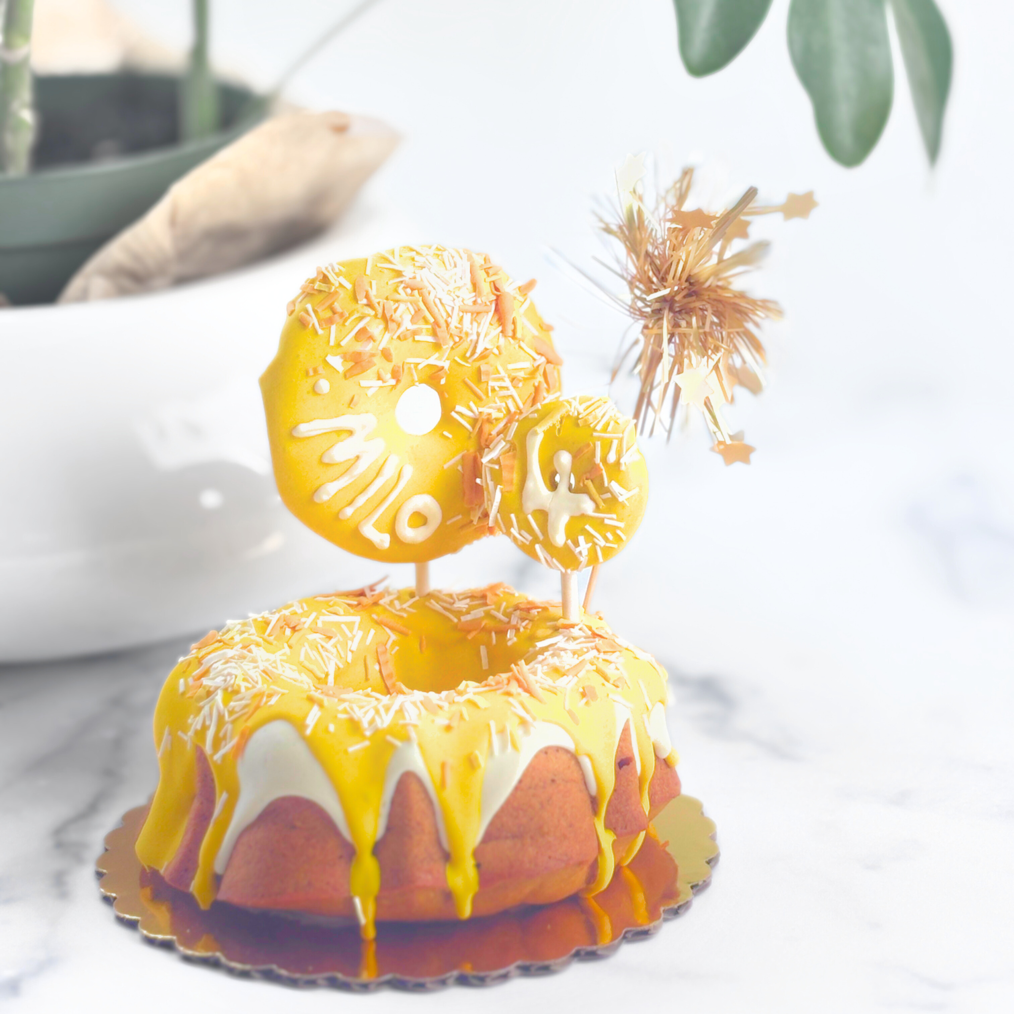 Rainbow Sprinkles Donut Bundt Dog Birthday Cake Color Options