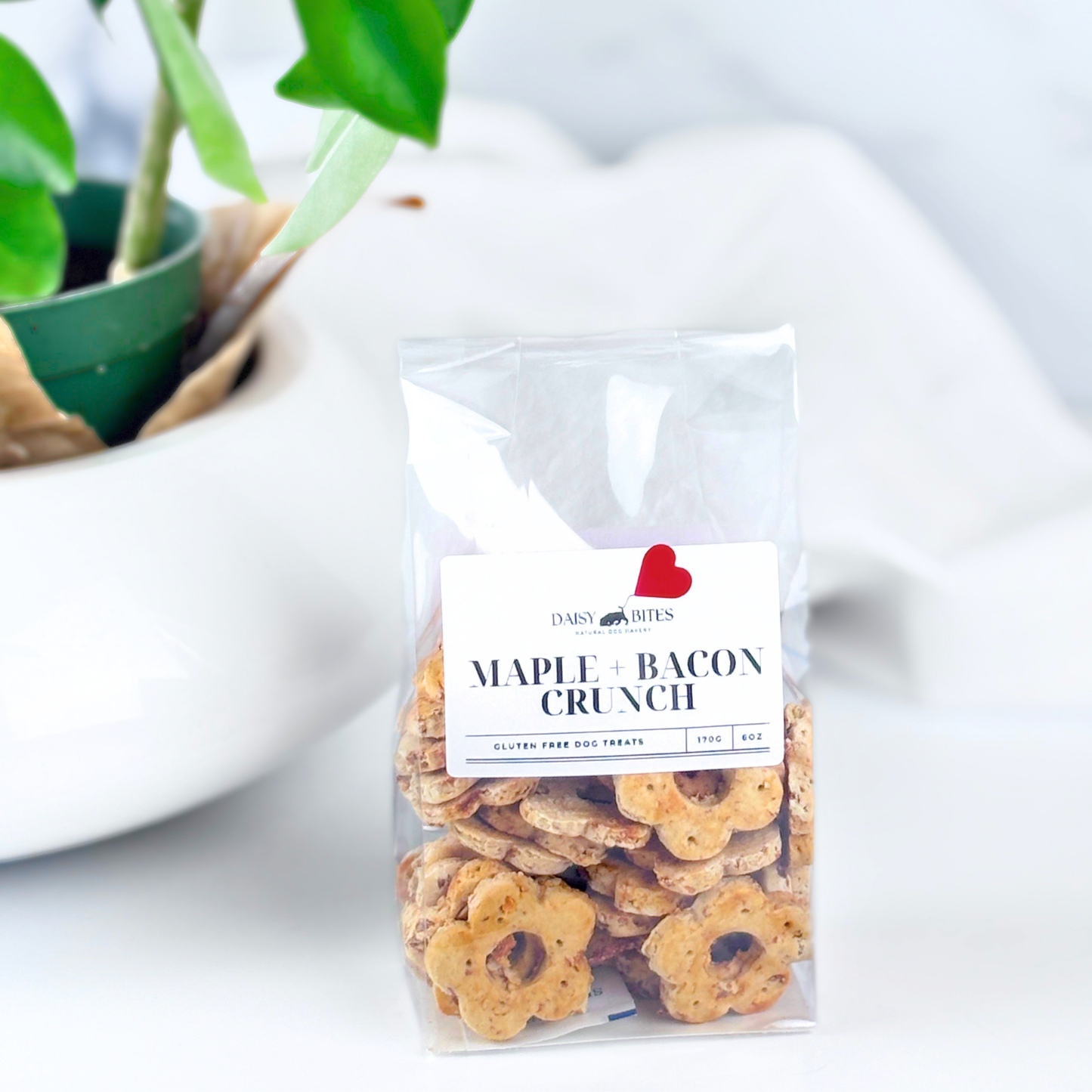 Daisy Bites Maple Bacon Dog Treats | Gluten-Free | Hand-Cut | Gift-Ready