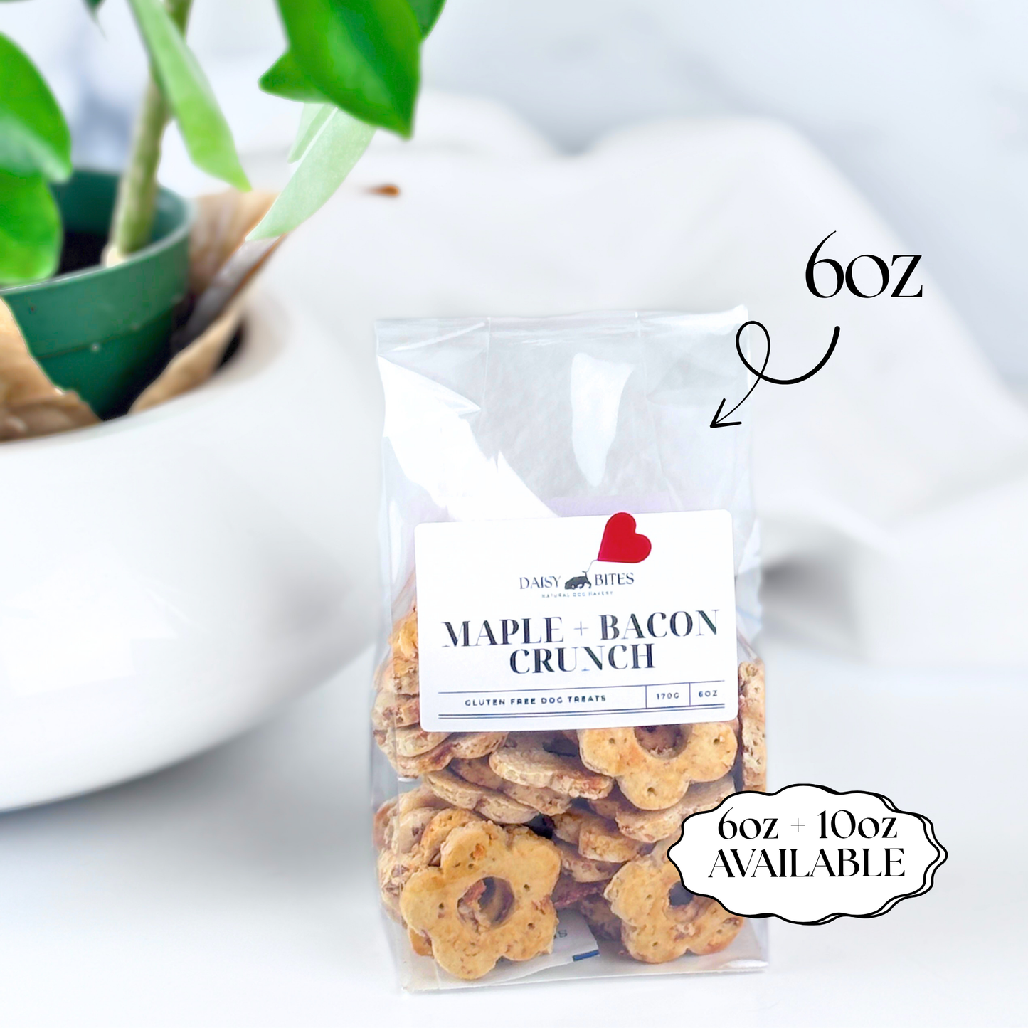 Daisy Bites Maple Bacon Dog Treats | Gluten-Free | Hand-Cut | Gift-Ready