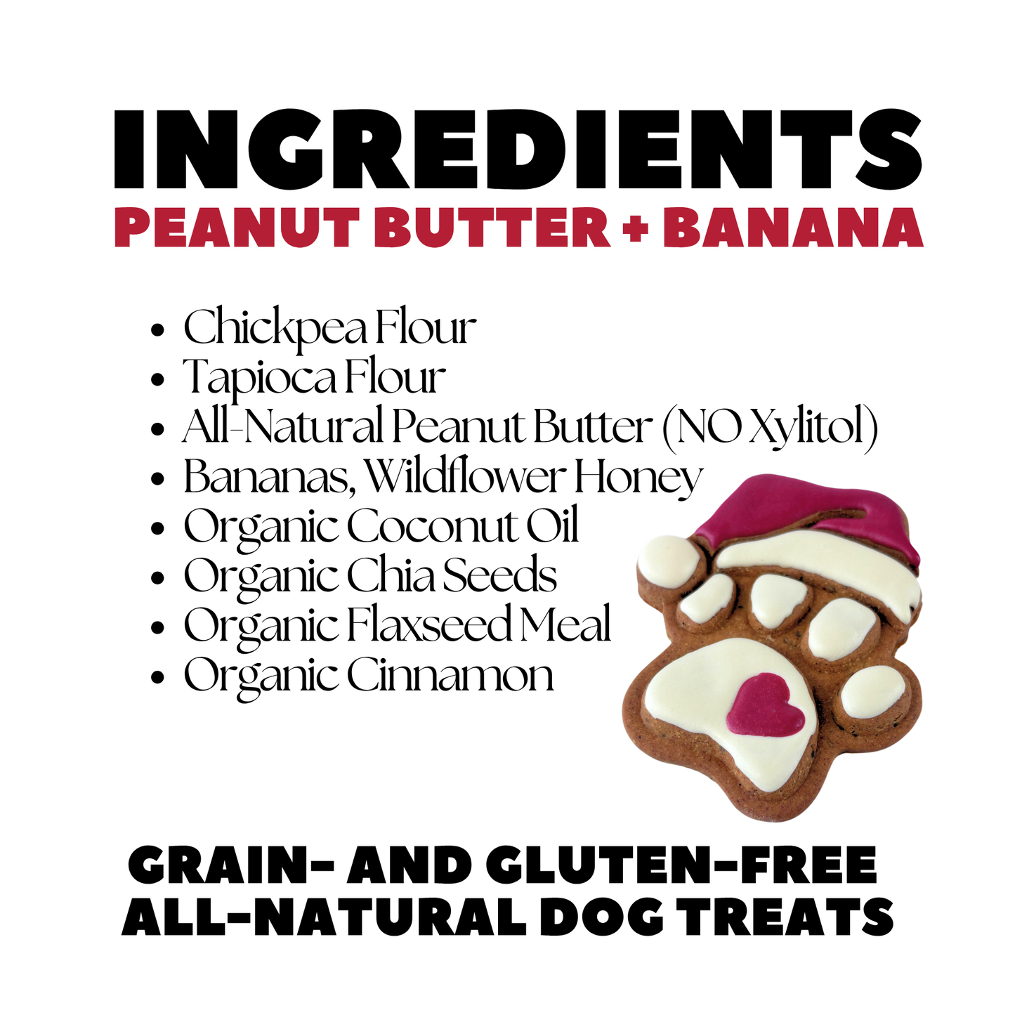 Christmas Dog Treats "Santa Paws" | Grain-Free Peanut Butter Banana Dog Cookies