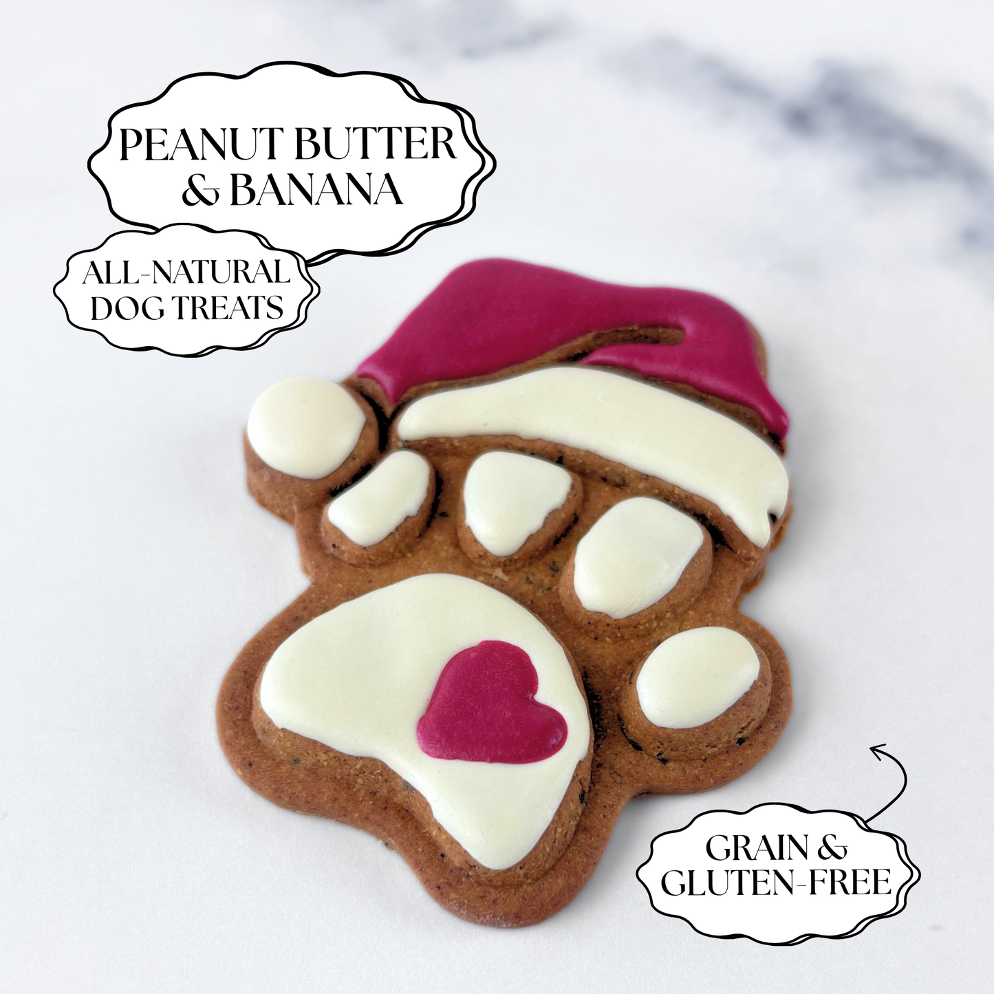 Christmas Dog Treats "Santa Paws" | Grain-Free Peanut Butter Banana Dog Cookies